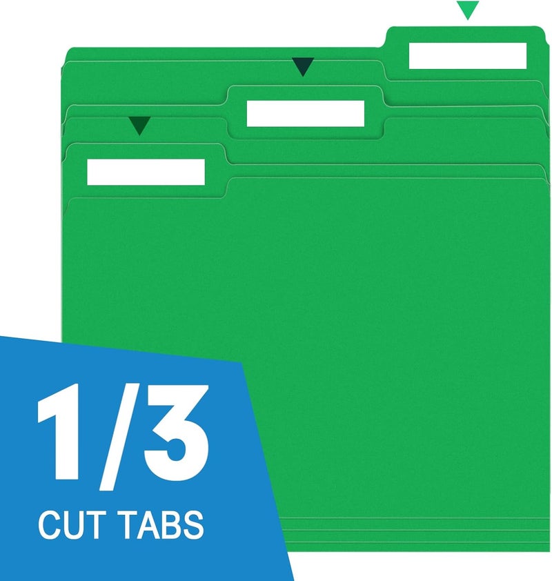 RAZCC File Folder, 150 Pack 1/3 Cut Tab File Folders Letter Size, Creen, Colored Folders with Tab Great for Organizing and Easy File Storage - Image 3